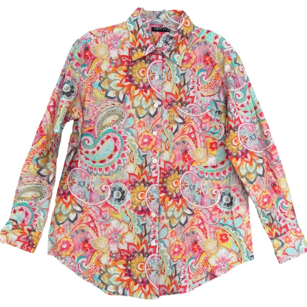 APNY Long Sleeve Cotton Print Shirt NWT